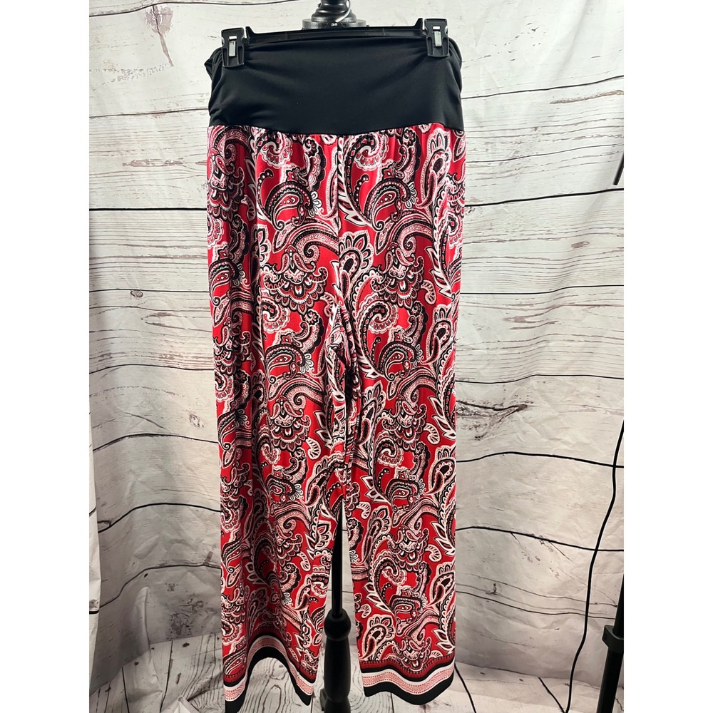 APT. 9 Women's‎ XL Paisley Print Wide Leg Palazzo Lounge Pants Black Red
